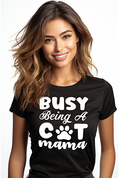 StoryGift Romania Tricou Femei Cu Mesajul "busy Being A Cat Mama" - Ocupata S...