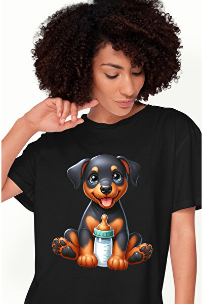 StoryGift Romania Tricou Femei Cu Un Catelus Vesel Care Are Un Biberon In Fat...