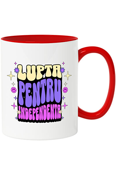 StoryGift Romania Cana Lupta Pentru Independenta, 330ml, Ceramic Cu Maner Ros...