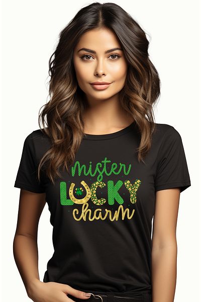 StoryGift Romania Tricou Femei Cu Mesajul "mister Lucky Charm", Ilustratie, Motivational, Domnul, Blk_m