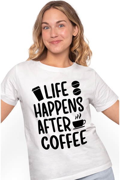 StoryGift Romania Tricou Femei Pentru Iubitorii De Cafea Cu Mesajul "viata Se...
