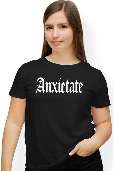 StoryGift Romania Tricou Femei Anxietate, Mesaj Motivational, Cuvant, Text Inspirational, Self Car Blk_m
