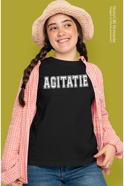 StoryGift Romania Tricou Femei Agitatie, Mesaj Motivational, Text Inspirational, Self Care, Cu Im Blk_m