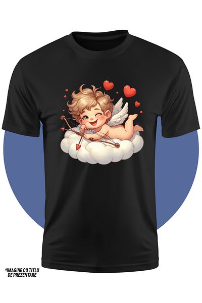StoryGift Romania Tricou Copii Cu Un Bebelus Cupidon Care Trage Cu Arcul, Ilustratie, Valentine's Day, Aripi
