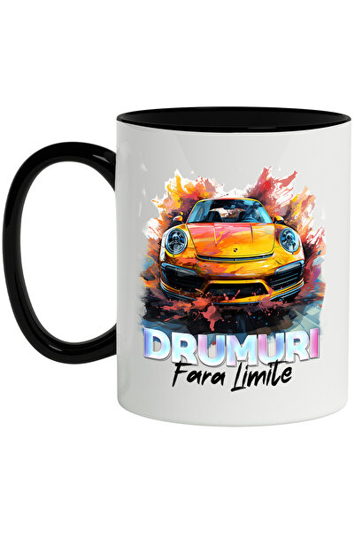 StoryGift Romania Cana Cu Mesaj Drumuri Fara Limite, Masina, Faruri, Vopsea, ...