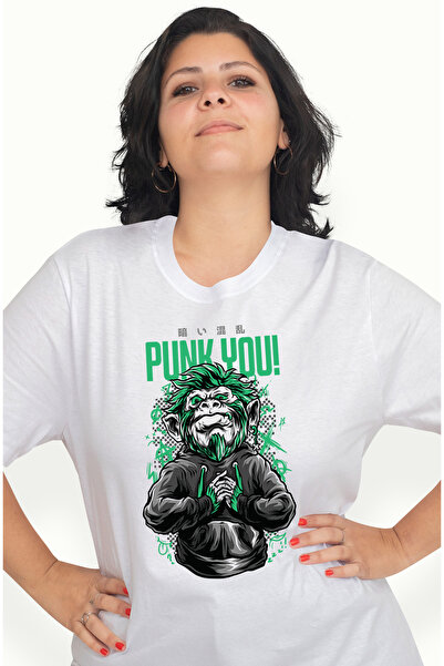 StoryGift Romania Tricou Femei Cu Mesaj In Engleza Punk You, Gorila Cu Par Lu...