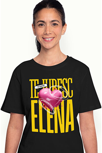 StoryGift Romania Tricou Femei Te Iubesc Elena, Dragoste, Inima, Iubire, Sfan...