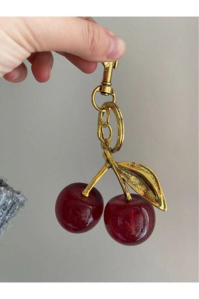 özlora Cherry Keychain, Bag Charm, Bag Accessory Cherry Charm