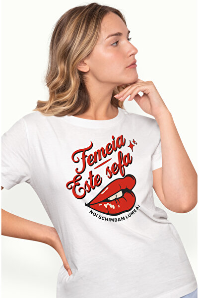 StoryGift Romania Tricou Femei Buze De Femeie Text Femeia Este Sefa Noi Condu...