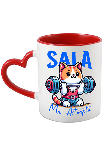 StoryGift Romania Cana Cu Pisica Portocalie Ridicand Greutati Sala Sport Text...