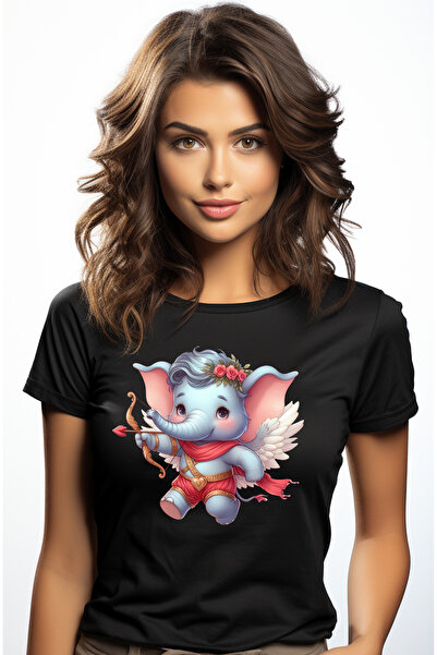 StoryGift Romania Tricou Femei Cu Un Elefantel Cupidon, Ilustratie, Trage Cu ...