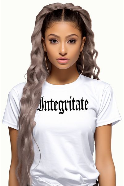 StoryGift Romania Tricou Femei Integritate, Mesaj Motivational, Cuvant, Text Inspirational, Self C Wht_l