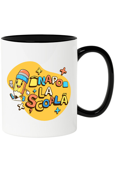 StoryGift Romania Cana Cu Creion Vesel Cu Semnul Pace Text Inapoi La Scoala E...