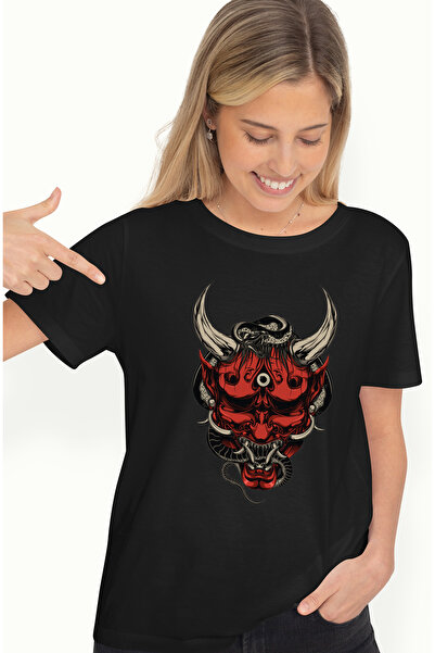StoryGift Romania Tricou Femei Cu Cap De Demon, Oni, Ochi, Asiatic, Sarpe, Coarne, Multicolor Cu Blk_l
