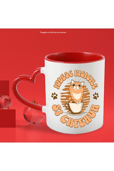 StoryGift Romania Fluffy Cat Mug In Coffee Mug Text I Love Cats And Coffee, Ceramic, With ,STG