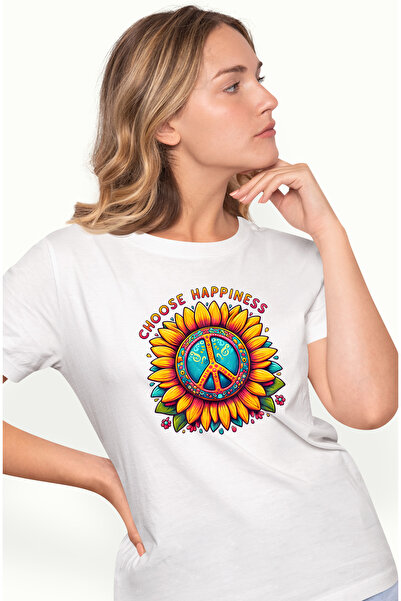 StoryGift Romania Tricou Femei Cu Semnul Pacii In Floarea-soarelui Cu Mesajul...