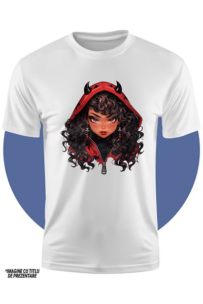StoryGift Romania Tricou Copii Cu O Fata De Culoare Care Poarta Un Hanorac, Ilustratie, Cornite, Serioasa, P