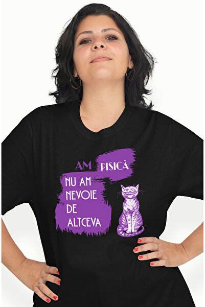 StoryGift Romania Tricou Femei Pisica Zambind, Text Haios N-am Nevoie De Nimi...