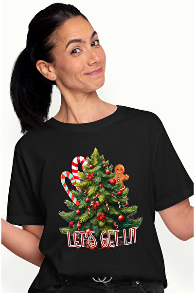 StoryGift Romania Tricou Femei Cu Brad Impodobit Cu Mesajul "let's Get Lit", ...