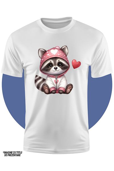 StoryGift Romania Tricou Copii Cu Un Raton In Hanorac, Ilustratie, Inimioara, Vesel, Jucaus, Pentru Copii 1