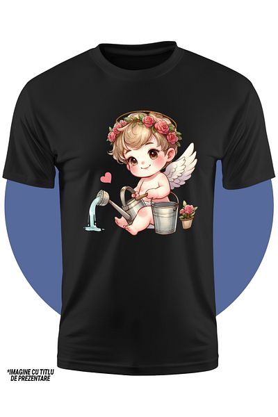 StoryGift Romania Children's T-shirt with a baby watering with a sprinkler, diligence, flower crown, bucket,,STG4