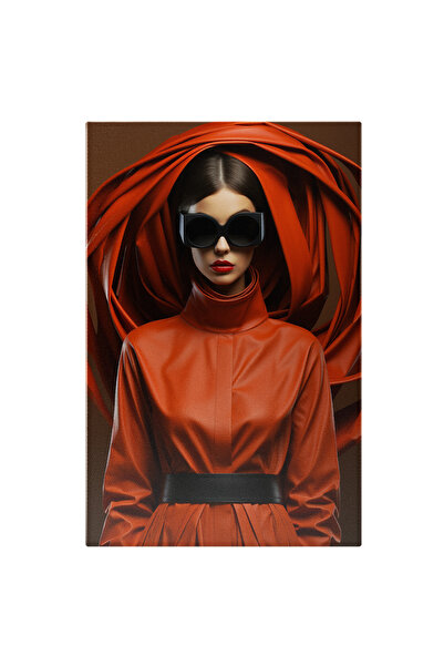StoryGift Romania Tablou Canvas: Femeie Cu O Tinuta Portocalie - Ochelari Mod...