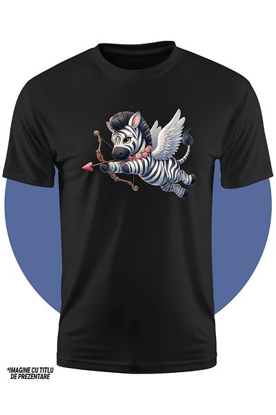 StoryGift Romania Children's T-shirt with a zebra Cupid, shooting a bow, illustration, Valentine's Day, falling in love, STG4