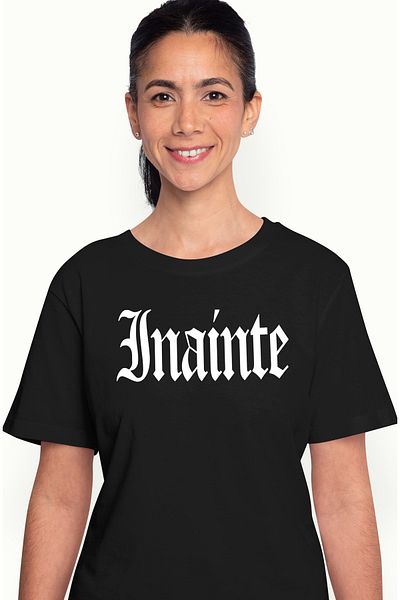 StoryGift Romania Tricou Femei Inainte, Mesaj Motivational, Cuvant, Text Inspirational, Self Care, Blk_l