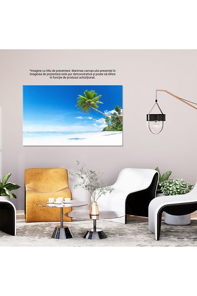 StoryGift Romania Tablou Canvas - Paradis Insular, Palmieri Sub Cer Albastru Si Nisip