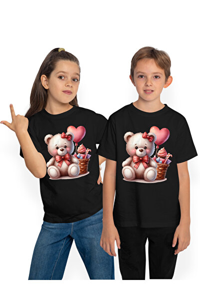StoryGift Romania Tricou Copii Cu Un Ursulet De Plus, Ilustratie, Vesel, Inim...