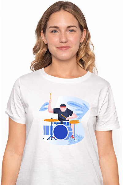 StoryGift Romania Tricou Femei Cu Tobosar, Tobe, Bete, Muzica, Multicolor Cu Imprimeu Pe Fata, 10 Wht_l