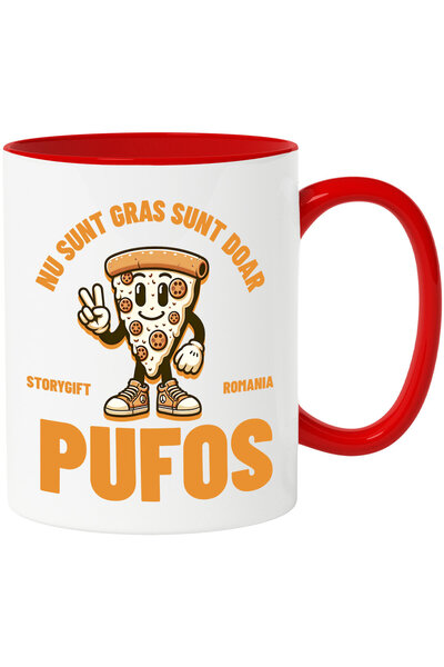 StoryGift Romania Cana Cu Felie De Pizza Peperoni Cu Sneakers Rosii Text Haio...