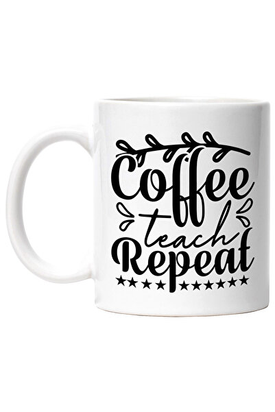 StoryGift Romania Cana Cu Stelute Si Textul "coffee, Teach, Repeat" - Cafea, ...
