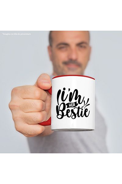 StoryGift Romania Best Friend Mug - Help Support Understanding with Red Handle, With Handle, STG