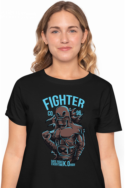 StoryGift Romania Tricou Femei Cu Silueta Barbat Dezbrcata Ninja Razboinic Luptator, Text In Engle Blk_l