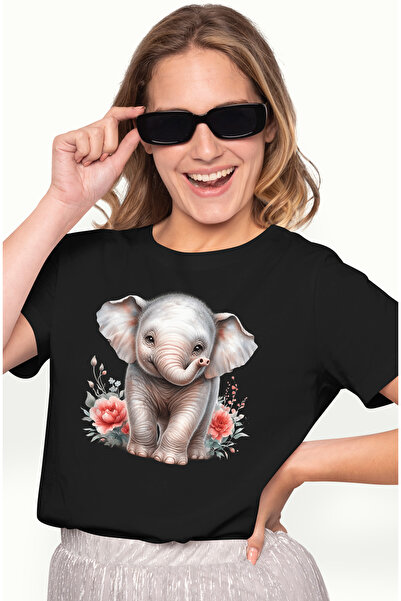 StoryGift Romania Tricou Femei Cu Un Pui De Elefant Care Sta In Natura, Ilust...