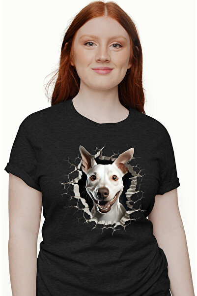 StoryGift Romania Tricou Femei Cu Un Caine Curios Care Scoate Capul Prin Pere...