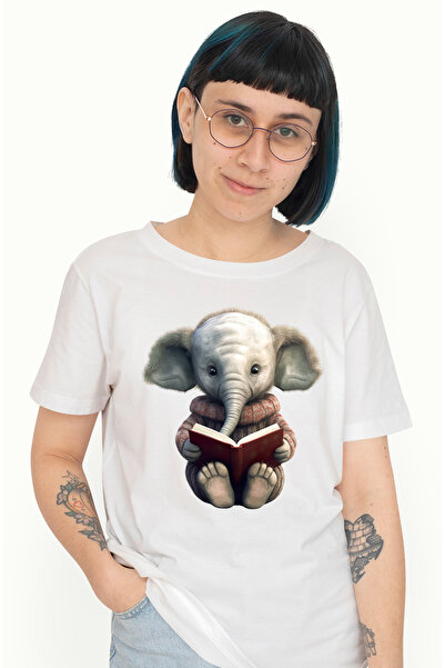 StoryGift Romania Tricou Femei Cu Un Elefantel Care Citeste Dintr-o Carte, Il...