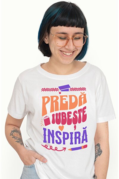 StoryGift Romania Tricou Femei Preda Iubeste Inspira Profesor Scoala Educatie...