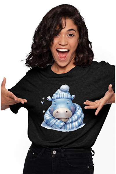 StoryGift Romania Tricou Femei Cu Un Hipopotam Care Doarme, Ilustratie, Caciu...