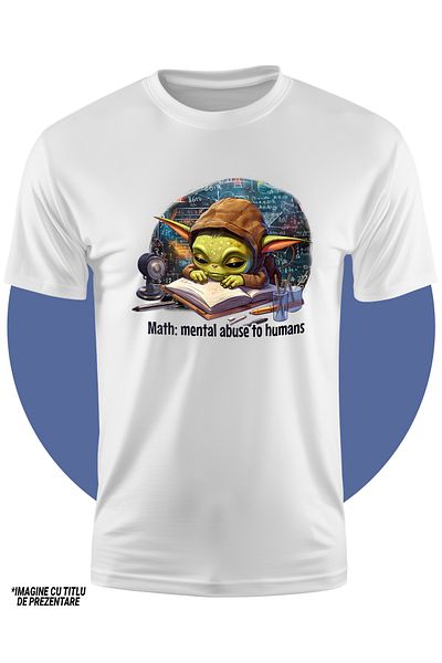 StoryGift Romania Tricou Copii Cu Un Extraterestru Verde Care Studiaza, Ilustratie, Matematica, Somnoros, Ob