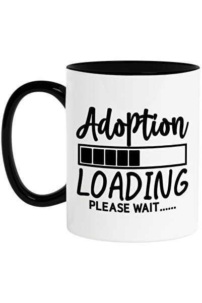 StoryGift Romania Cana Cu Textul "adoption Loading, Please Wait" - Adoptia Se Incarca, Asteptati C, Cu Maner Negru Stg