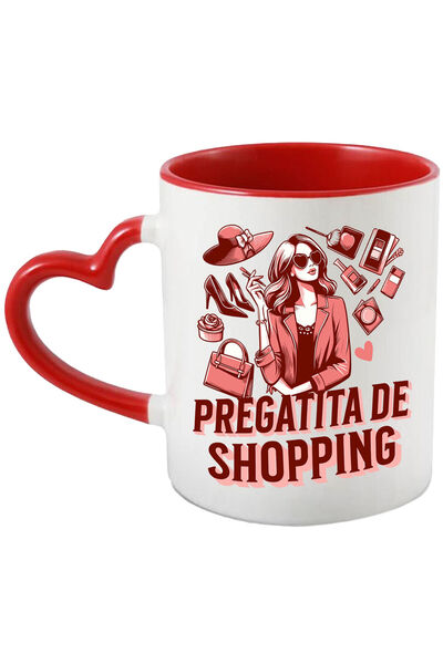 StoryGift Romania Cana Cu Femeie Iubitoare De Shopping Pantofi Palarie Geanta...