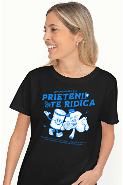 StoryGift Romania Tricou Femei Prietenii Te Ridica Familie Cel Mai Mare Sprij...