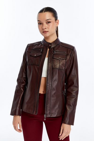 CE-YIL DERİ ÜRÜNLERİ Women's Genuine Leather Coat