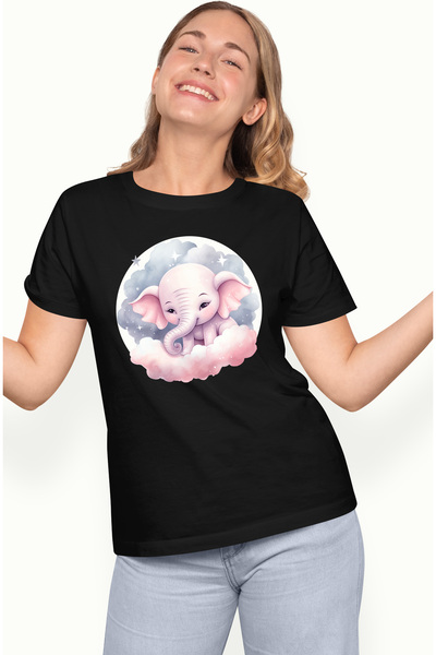 StoryGift Romania Tricou Femei Cu Un Elefant Somnoros, Norisori, Luna Plina, ...