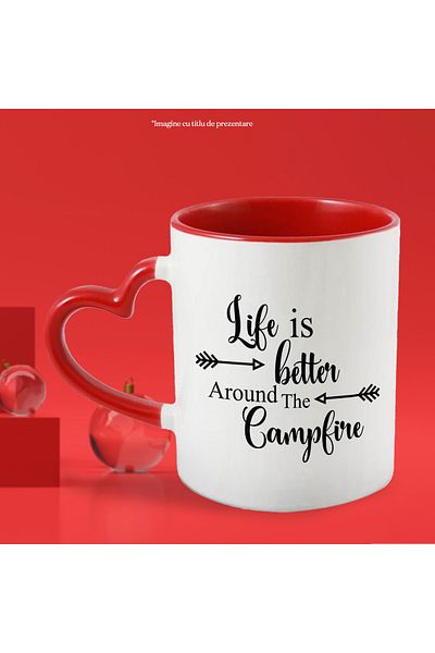 StoryGift Romania Mug for those who go out into nature with the message "Life is better around the campfire, With ,STG.