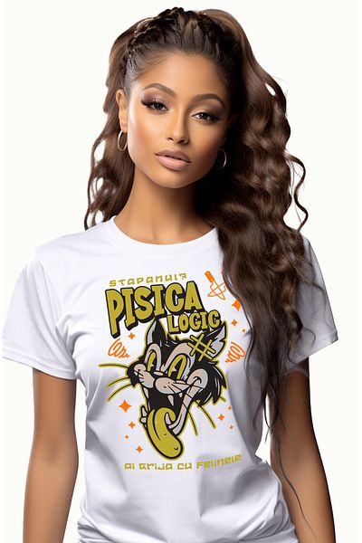 StoryGift Romania Tricou Femei Stapanul Este Pisica Ai Grija Cu Felinele, Animal Blanos Motan Cu I Wht_l
