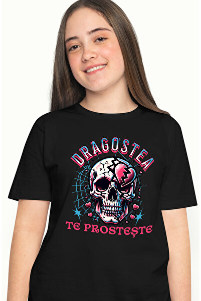 StoryGift Romania Tricou Femei Craniu Uman Text Haios Dragostea Te Prosteste ...