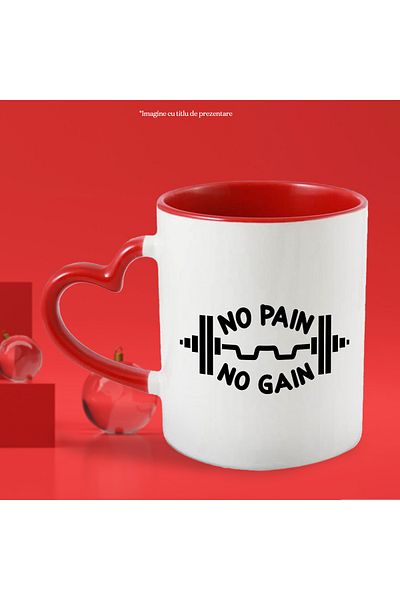 StoryGift Romania Mug with motivational quote in English "No pain, no gain" - no pain, no gain, With,STG.